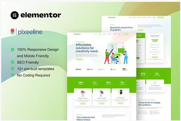 Elementor Graphics Pixeeline - Graphics Illustration Freelance & Creative Agency Elementor ...