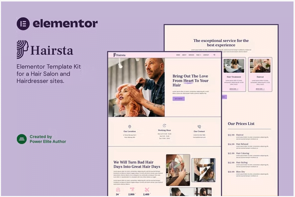 Hairsta – Hair Salon & Hairdresser Elementor Template Kit