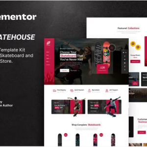 Skatehouse – Skateboard & Extreme Sport Shop Elementor Template Kit