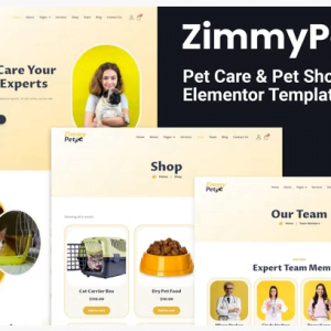 ZimmyPet - Pet Care & Store Elementor Template Kit