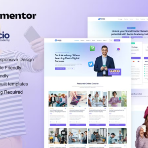 SocioAcademy - Social Media Management Course Elementor Template Kit