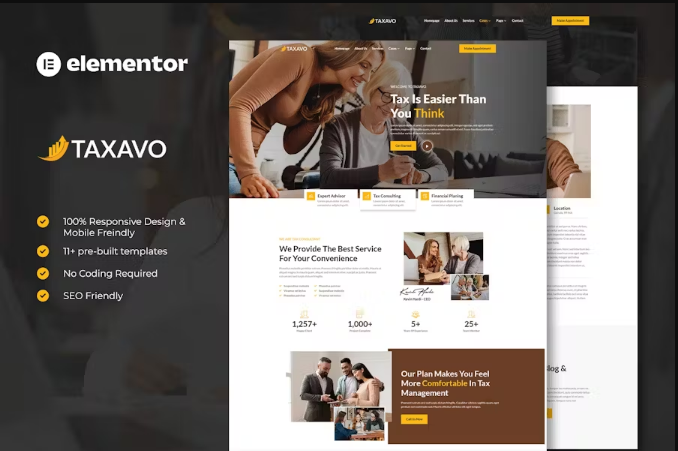 Taxavo - Tax Advisor & Financial Consulting Elementor Template Kit
