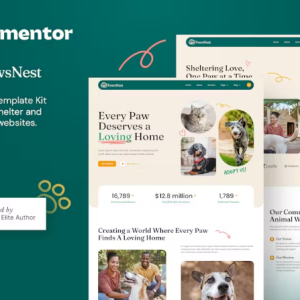 PawsNest – Animal Shelter & Pet Rescue Elementor Template Kit