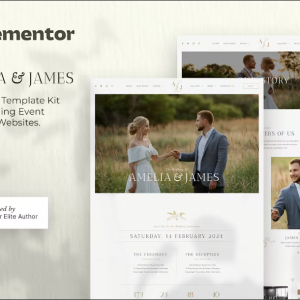 Amelia & James – Wedding Invitation Elementor Template Kit