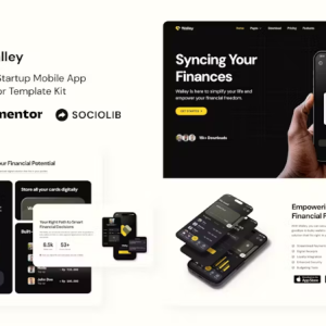 Walley - Fintech Startup Mobile App Elementor Template Kit