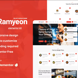 Ramyeon - Korean Restaurant Elementor Template Kit