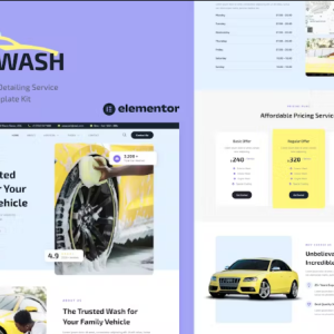 Aquwash - Car Wash and Detailing Service Elementor Template Kit
