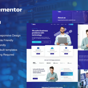Biru - IT Services Elementor Pro Full Site Template Kit