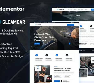 Gleamcar - Car Wash & Detailing Service Elementor Template Kit