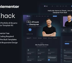 Zhack - Personal Portfolio & Resume Elementor Template Kit