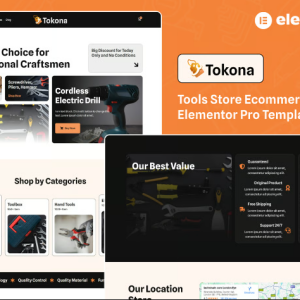 Tokona - Tools Store Ecommerce Elementor Pro Template Kit