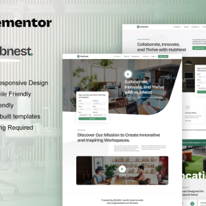 Hubnest - Coworking Space & Virtual Office Elementor Pro Template Kit