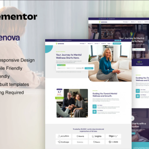 Serenova - Psychology & Mental Health Elementor Pro Template Kit